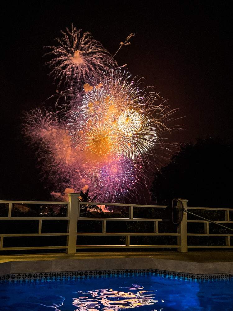 Fireworks from the pool deck